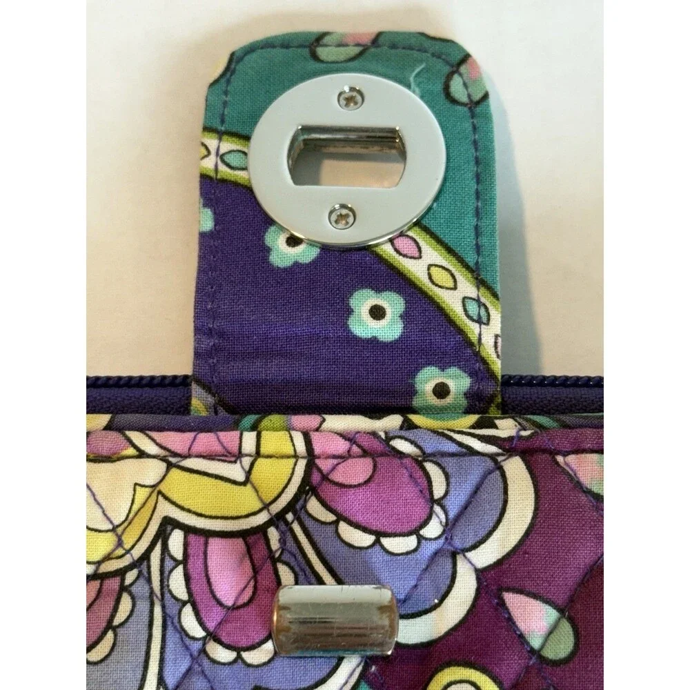 Vera Bradley HEATHER Quilted Wallet Wristlet Turn‎ Lock Purple Green Purse 8”x5”